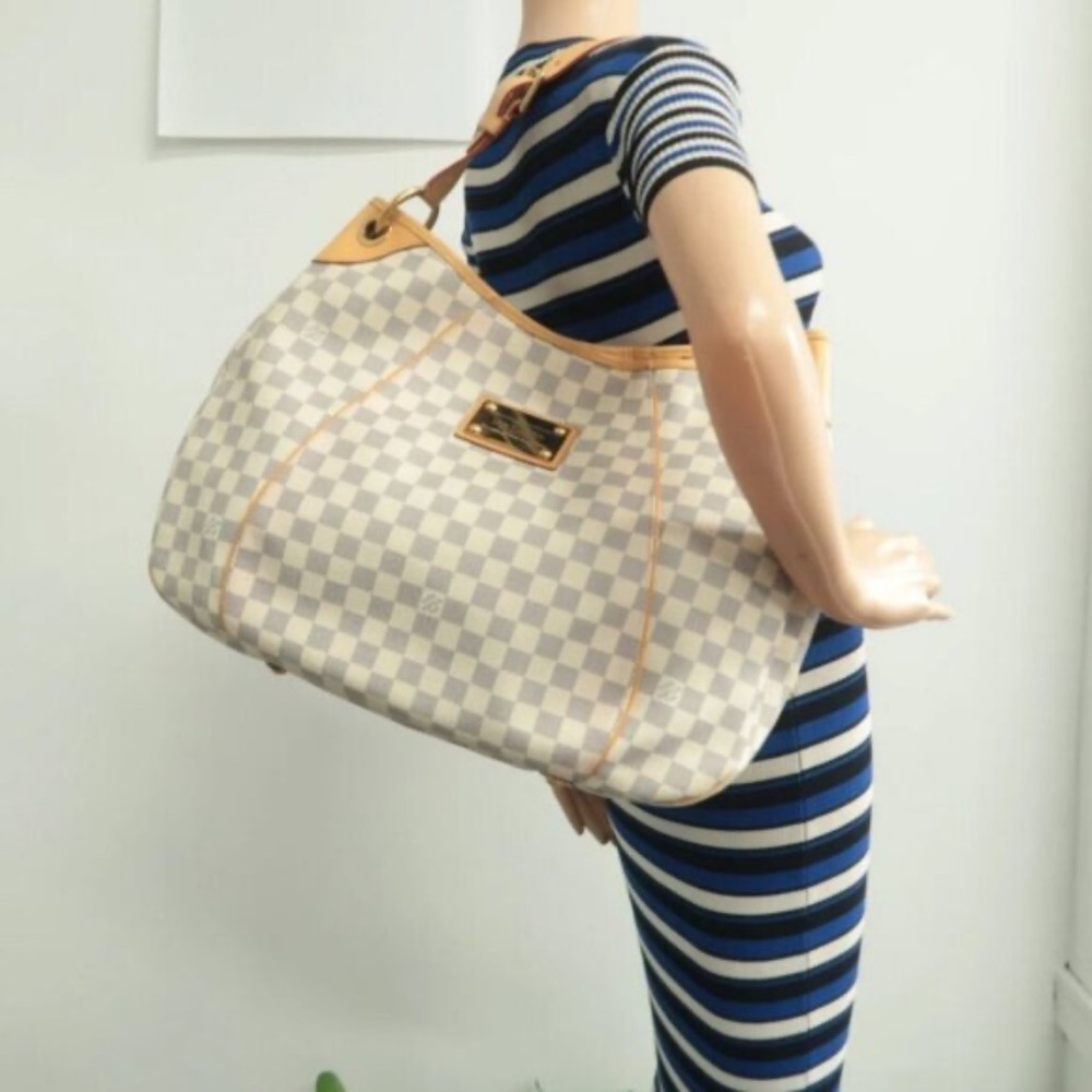 100% Authentic Louis Vuitton Galliera White Damier Azur Canvas Shoulder Bag - Picture 12 of 13
